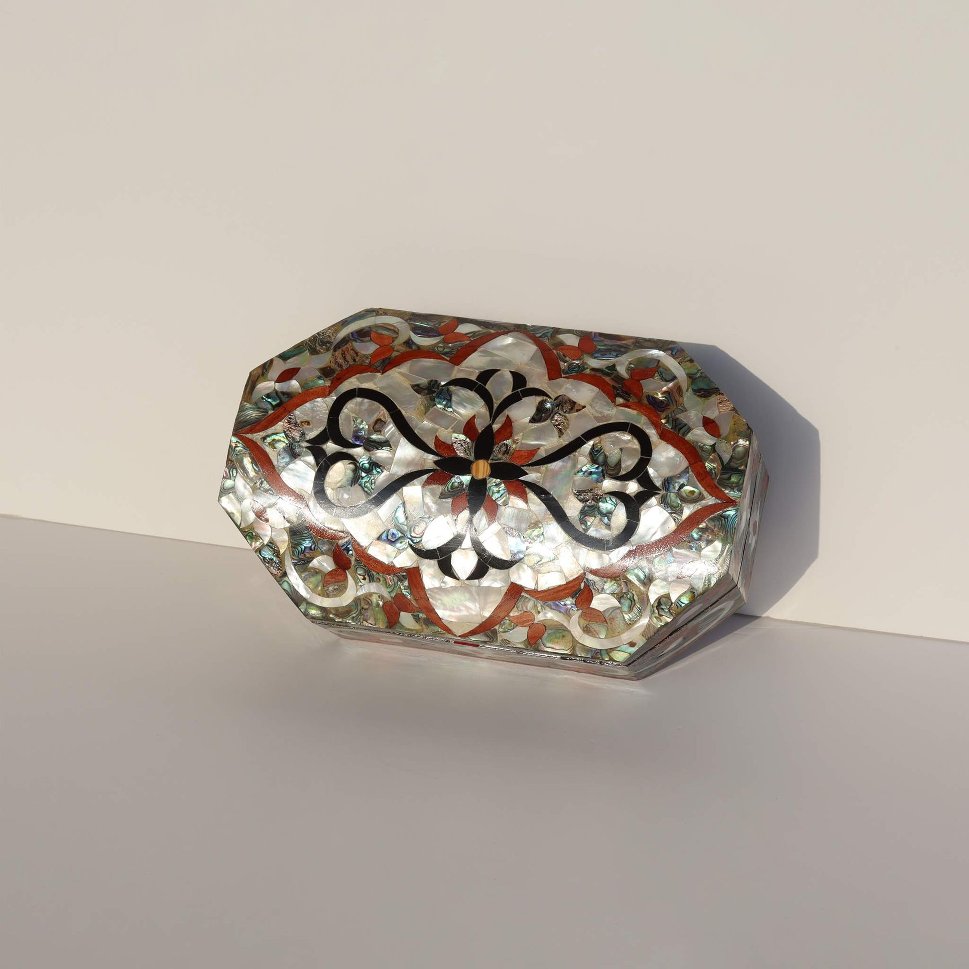 Wooden Jewelry Box Sadaf Floral Engraved with mother of pearl inlay, elegant design for organizing jewelry and keepsakes