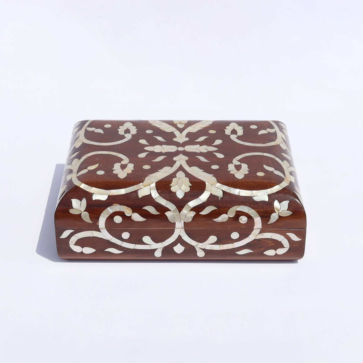 Brown Wooden Box Sadaf Engraved