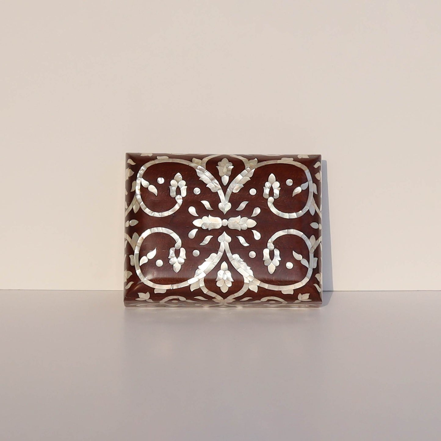 Brown Wooden Box Sadaf Engraved