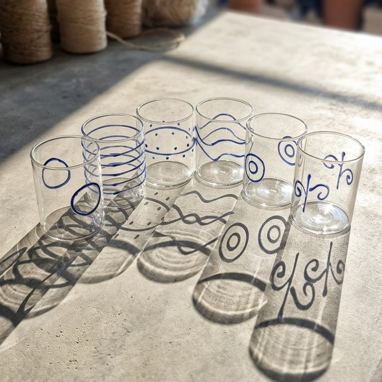 Deco Water Glass Blue Assorted Set of 6