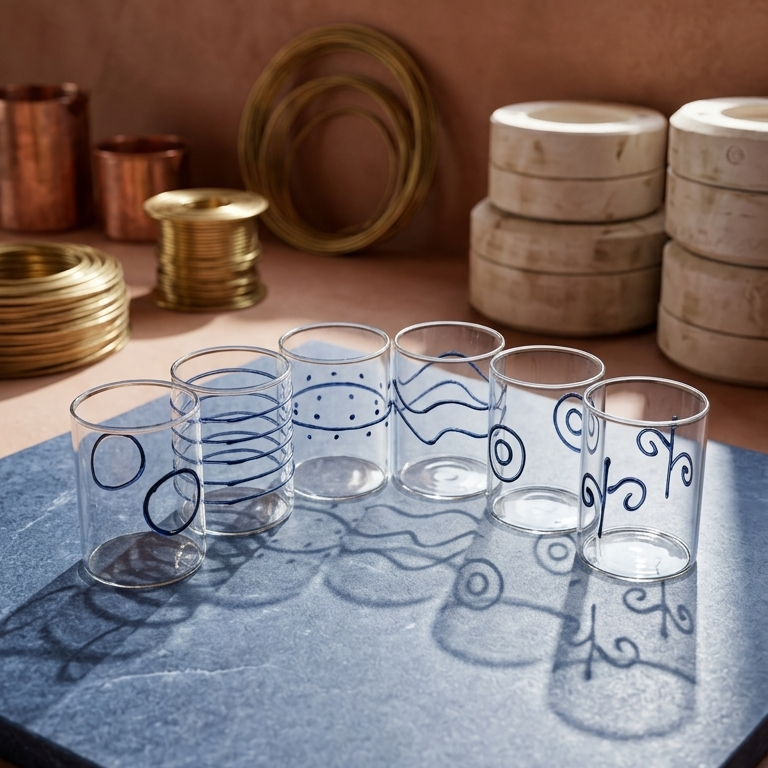 Deco Water Glass Blue Assorted Set of 6