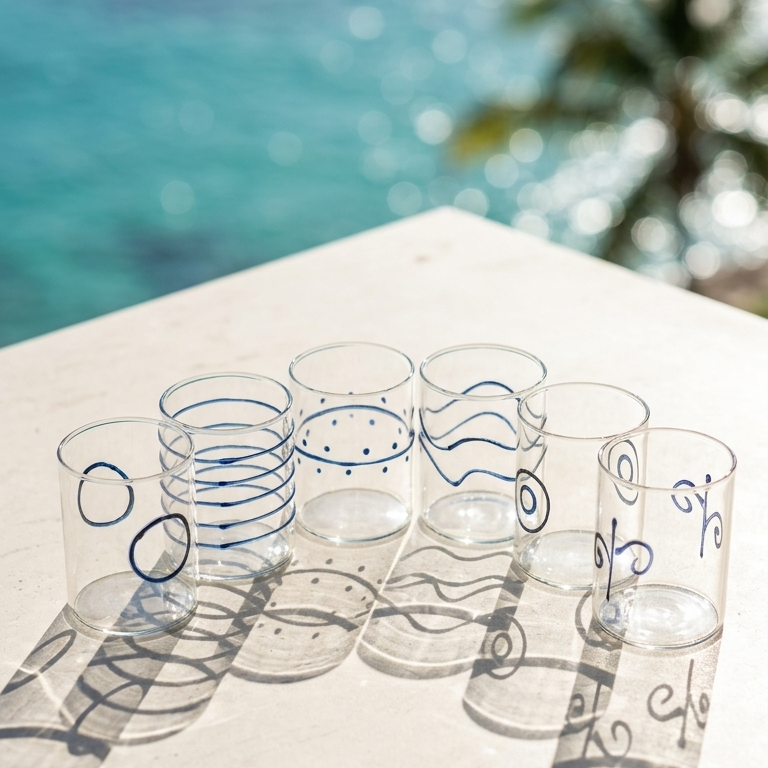 Deco Water Glass Blue Assorted Set of 6