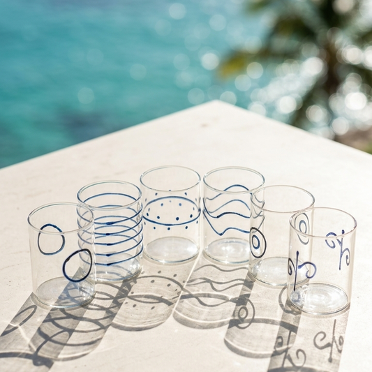 Deco Water Glass Blue Assorted Set of 6