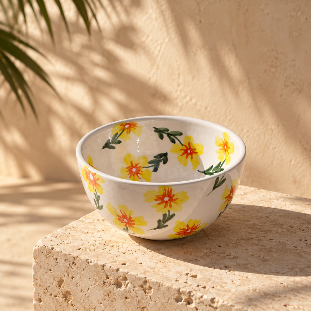 Yellow Flowers Salad Bowl Set of 4