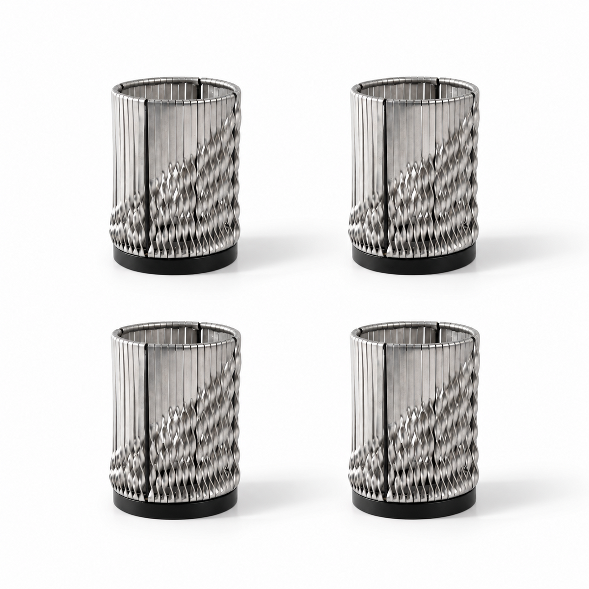 Tea Light Twist Weaving Silver Set