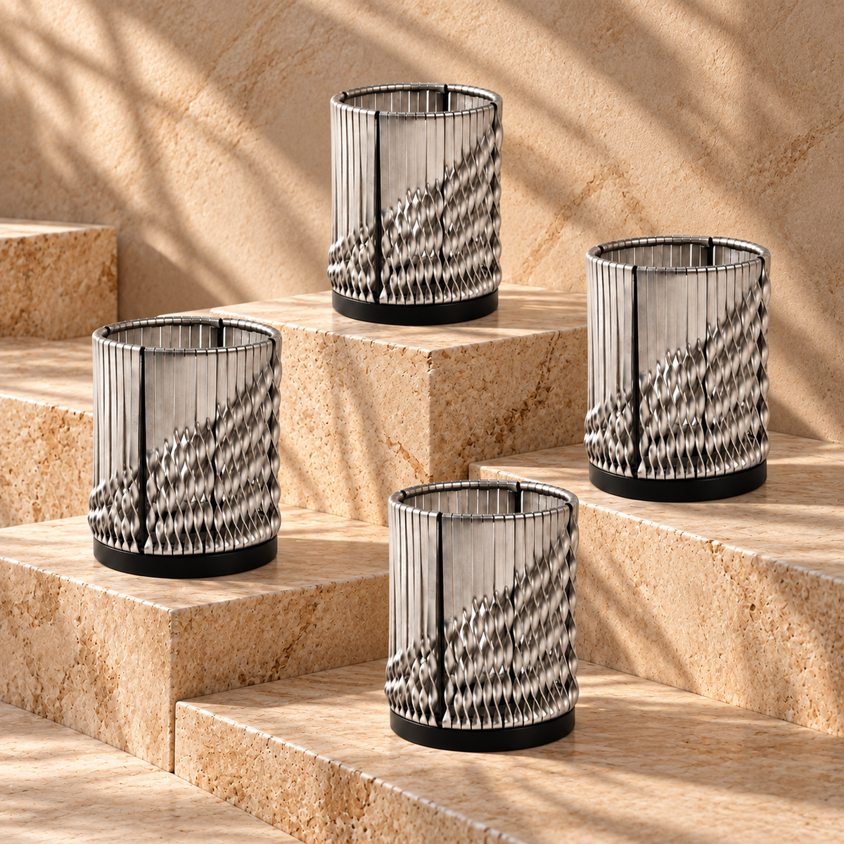 Tea Light Twist Weaving Silver Set