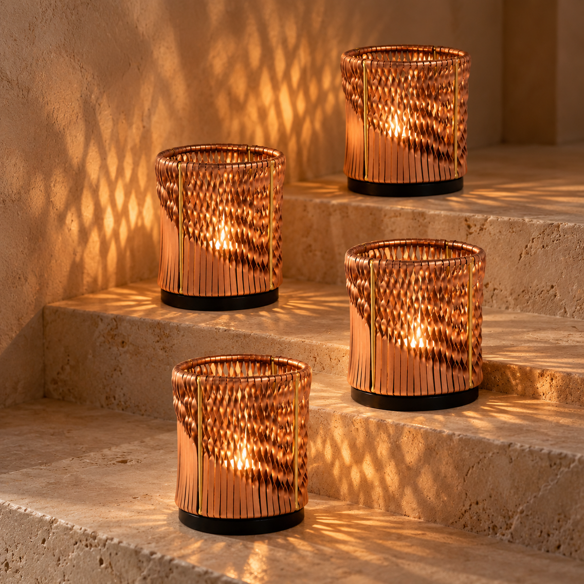 Tea Light Twist Weaving Copper