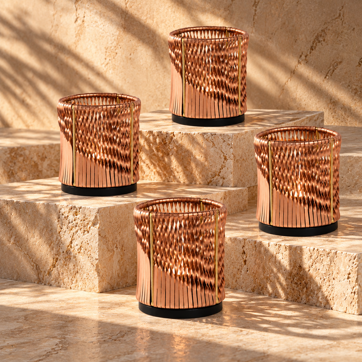 Tea Light Twist Weaving Copper