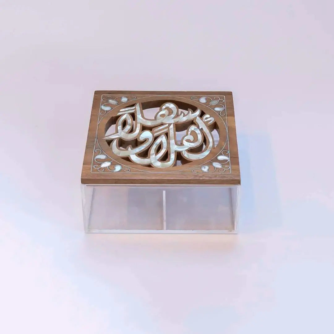 Wood with Sadaf Engraved Plexi Box - Medium Kanzaman