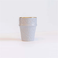 Load image into Gallery viewer, Beldi Cup Engraved Gold Light Grey Ceramic
