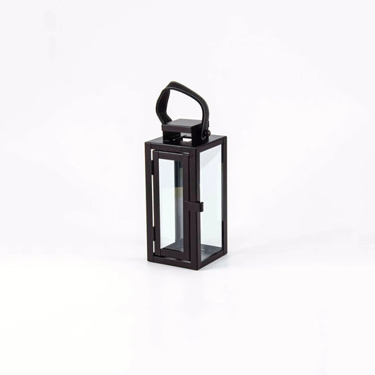 Lantern Black Metal With Leather Strap F&H