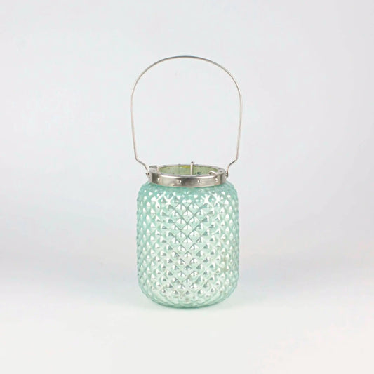 Hobnail Lantern Aqua Blue Large Twos