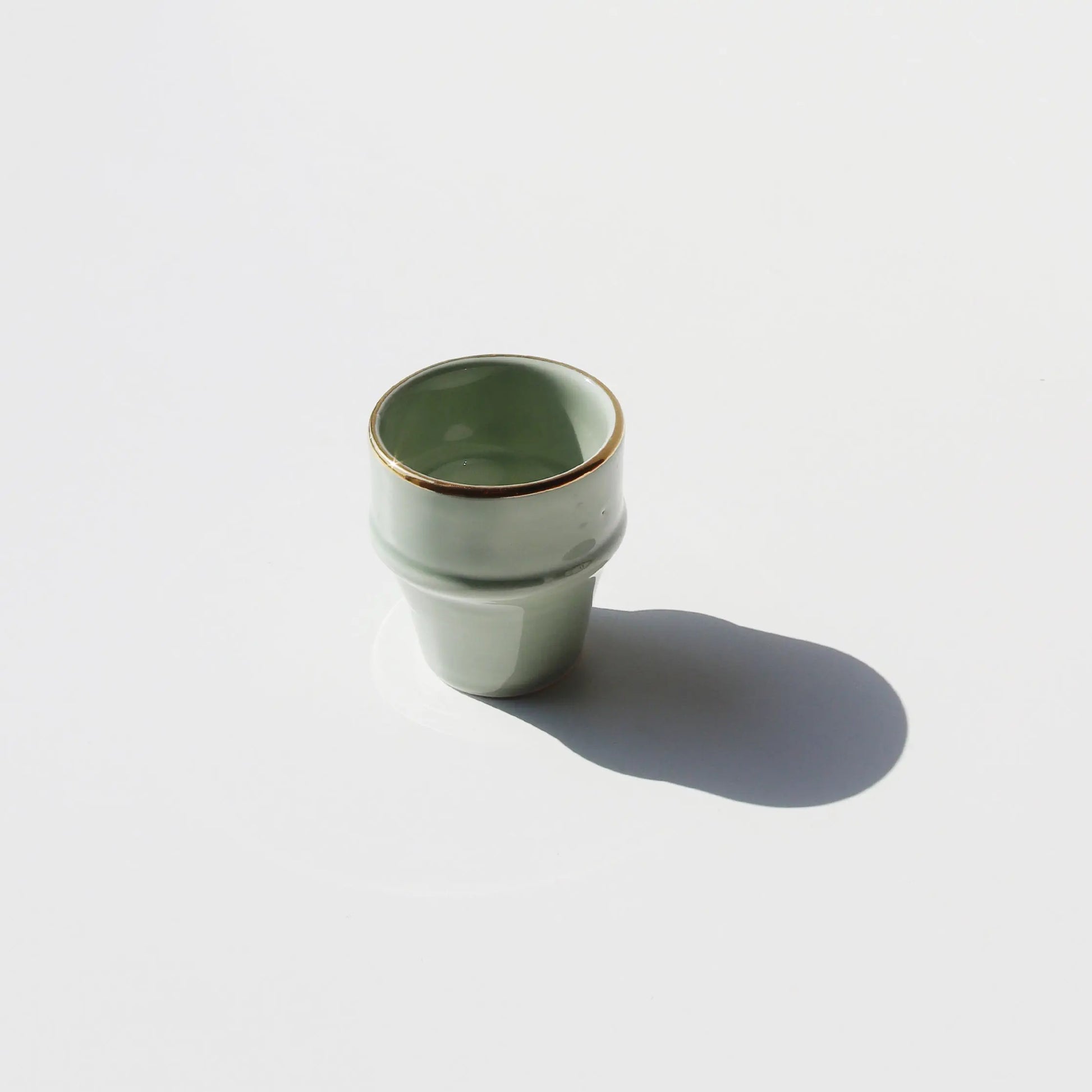 Espresso Cup Azza Plain Green Almond Gold Ceramic Chabi Chic