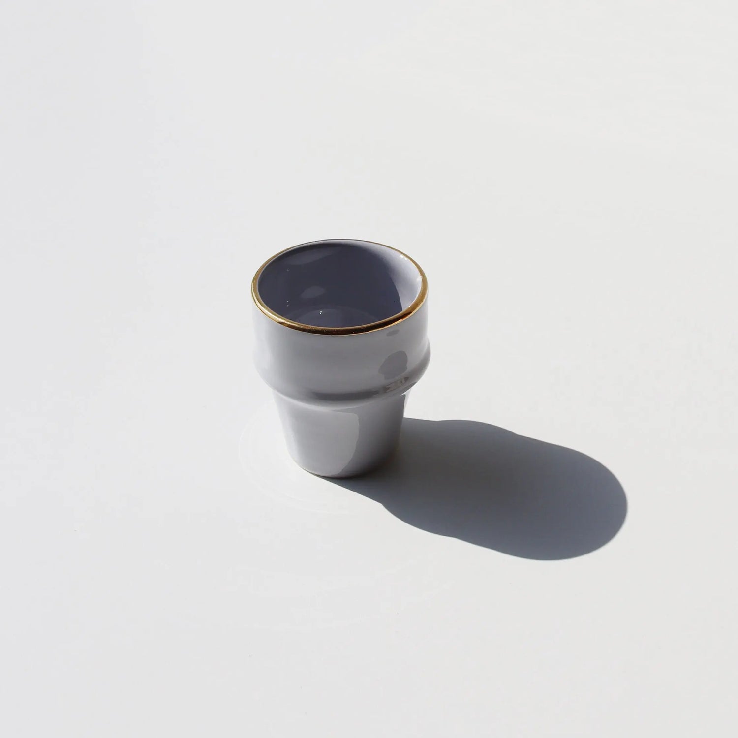 Espresso Cup Azza Plain Grey Gold Ceramic Chabi Chic