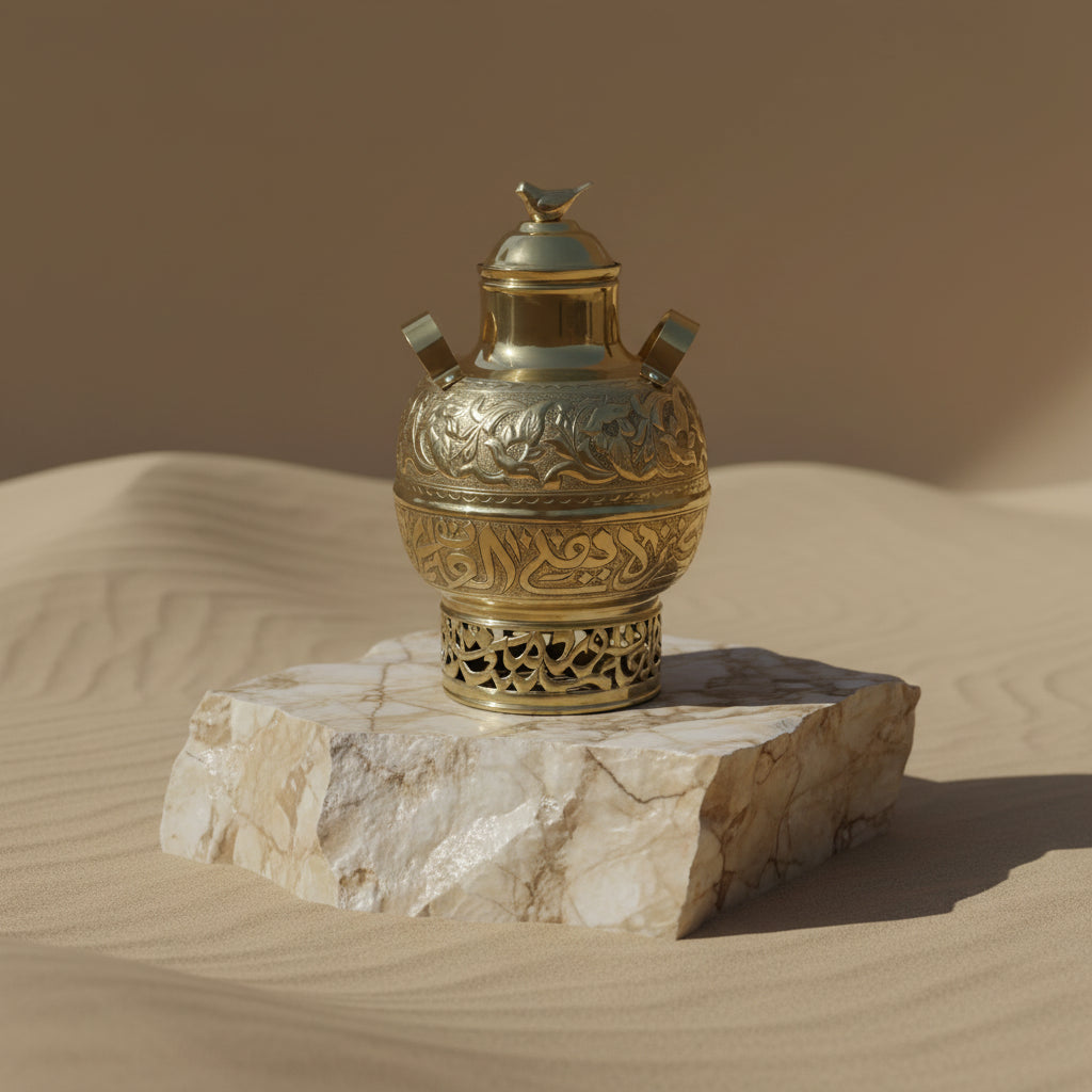 جرة فول من النحاس الأصفر الذهبي