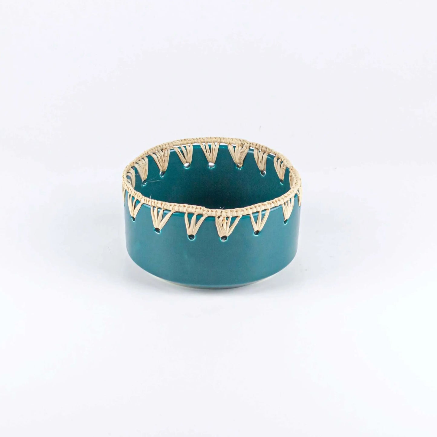 Raffia Bowl Dark Green Ceramic - Small - Pieces SA