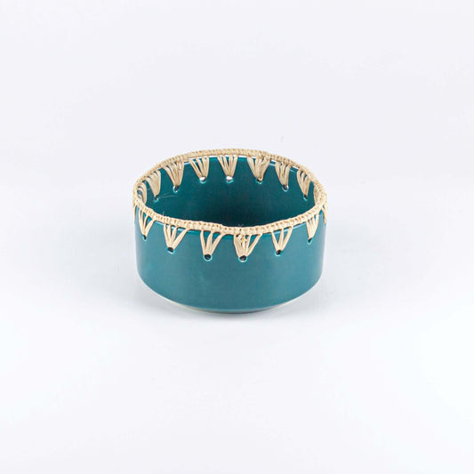 Raffia Bowl Dark Green Ceramic - Small - Pieces SA