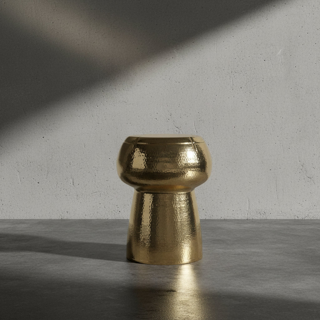 Hammered Polished Brass-Stool