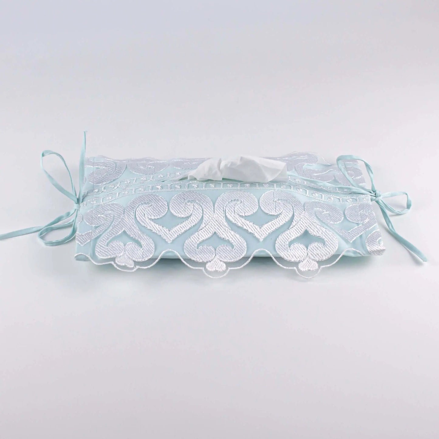 Soft Tissue Cover Turquoise Silver Lace