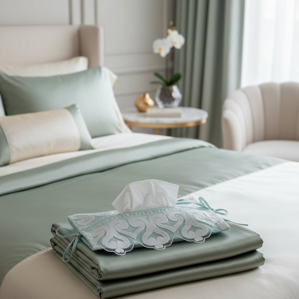 Soft Tissue Cover Turquoise Silver Lace