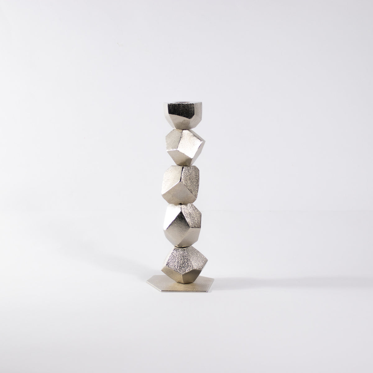 Candle Stand Uneven Facetes Nickel
