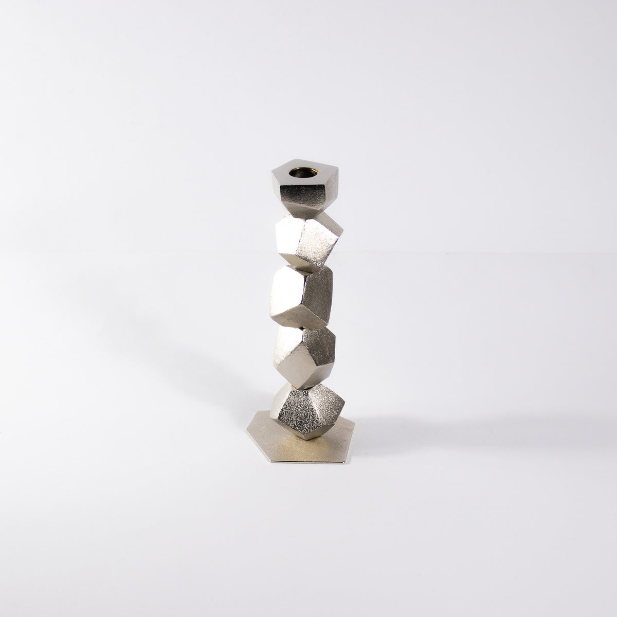 Candle Stand Uneven Facetes Nickel