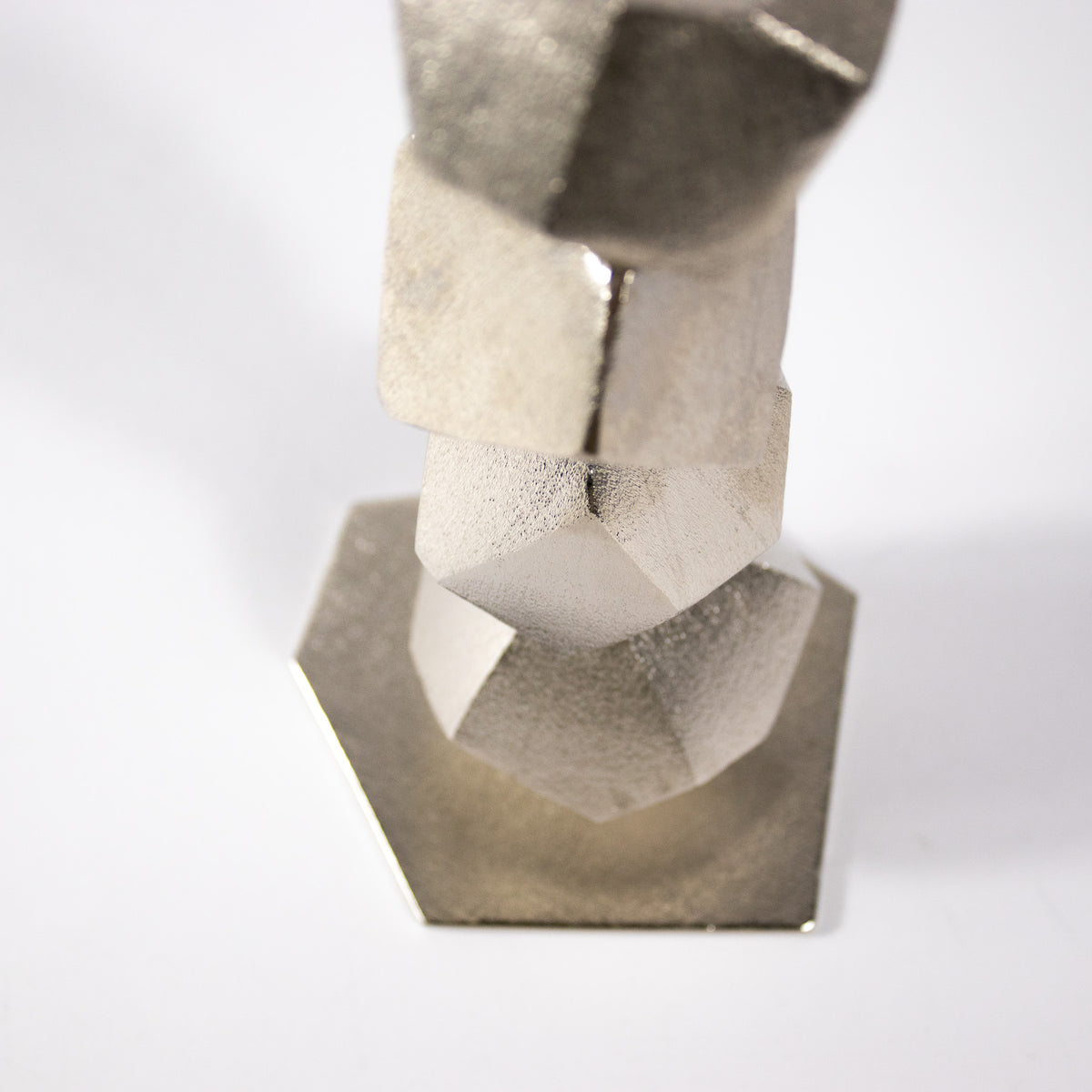 Candle Stand Uneven Facetes Nickel