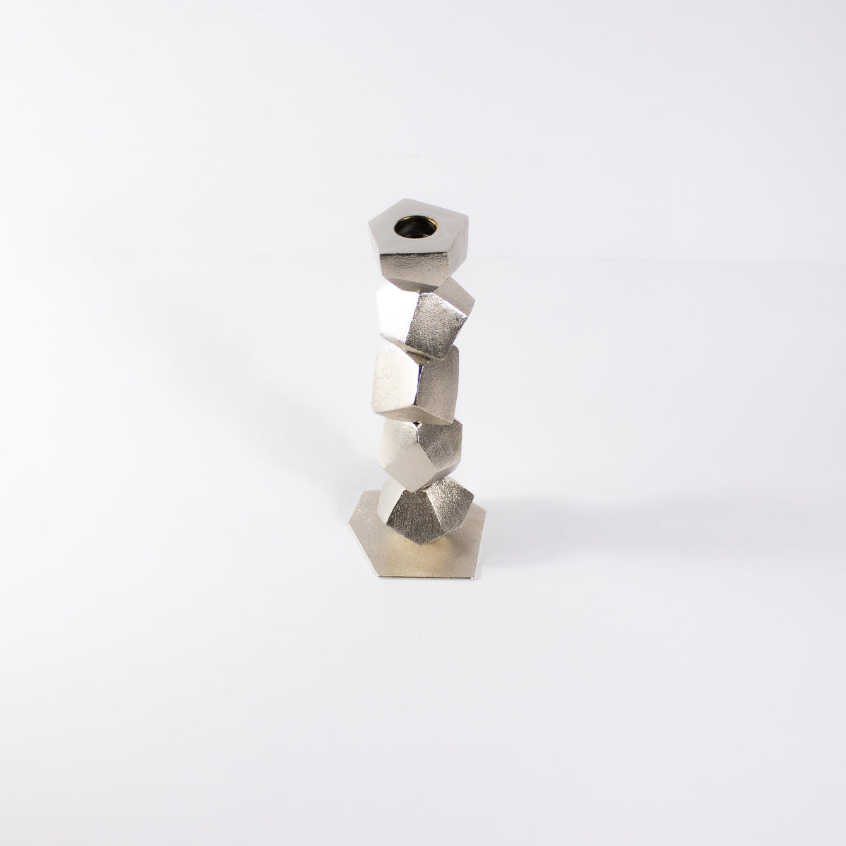 Candle Stand Uneven Facetes Nickel
