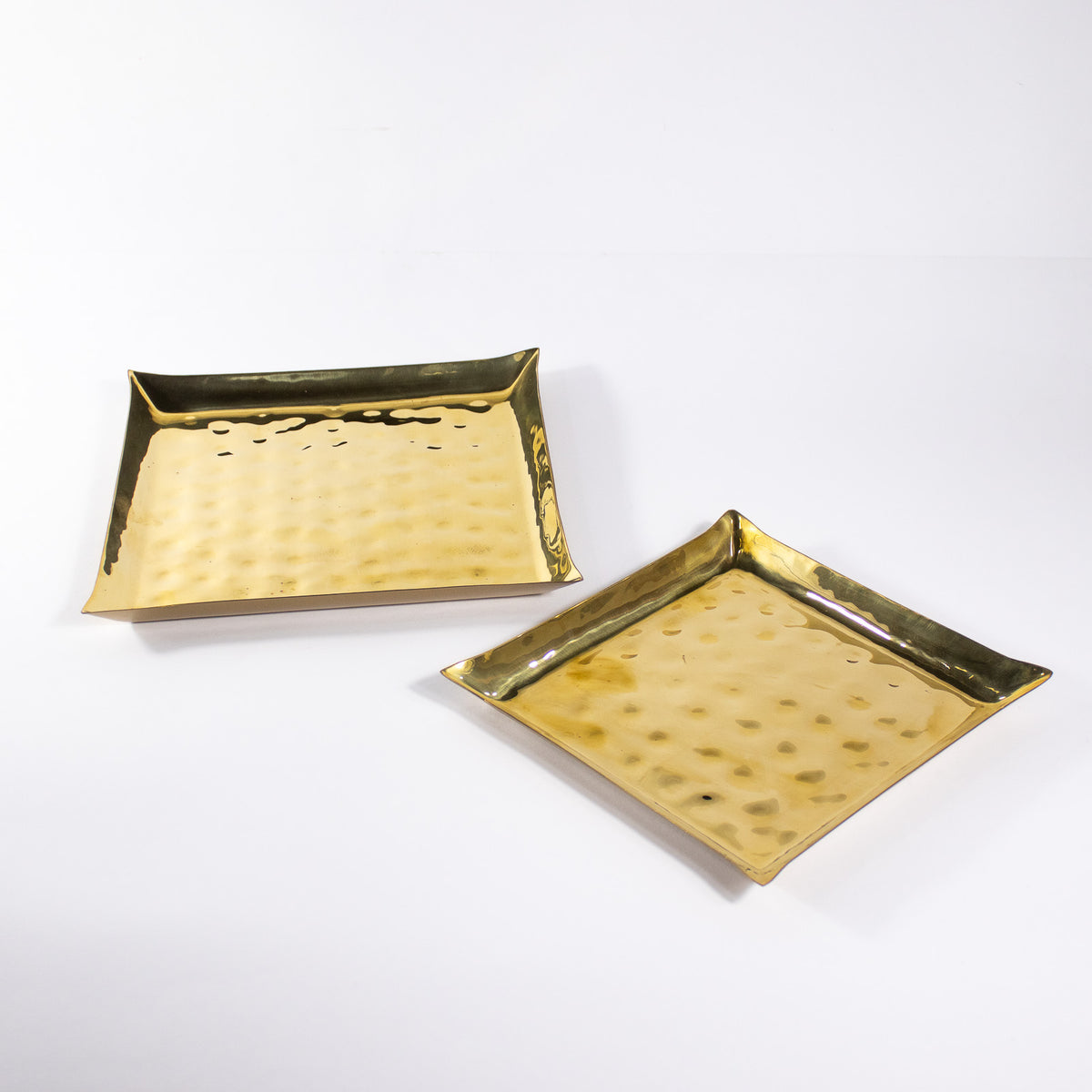 Gold Hammered Square Platter Set
