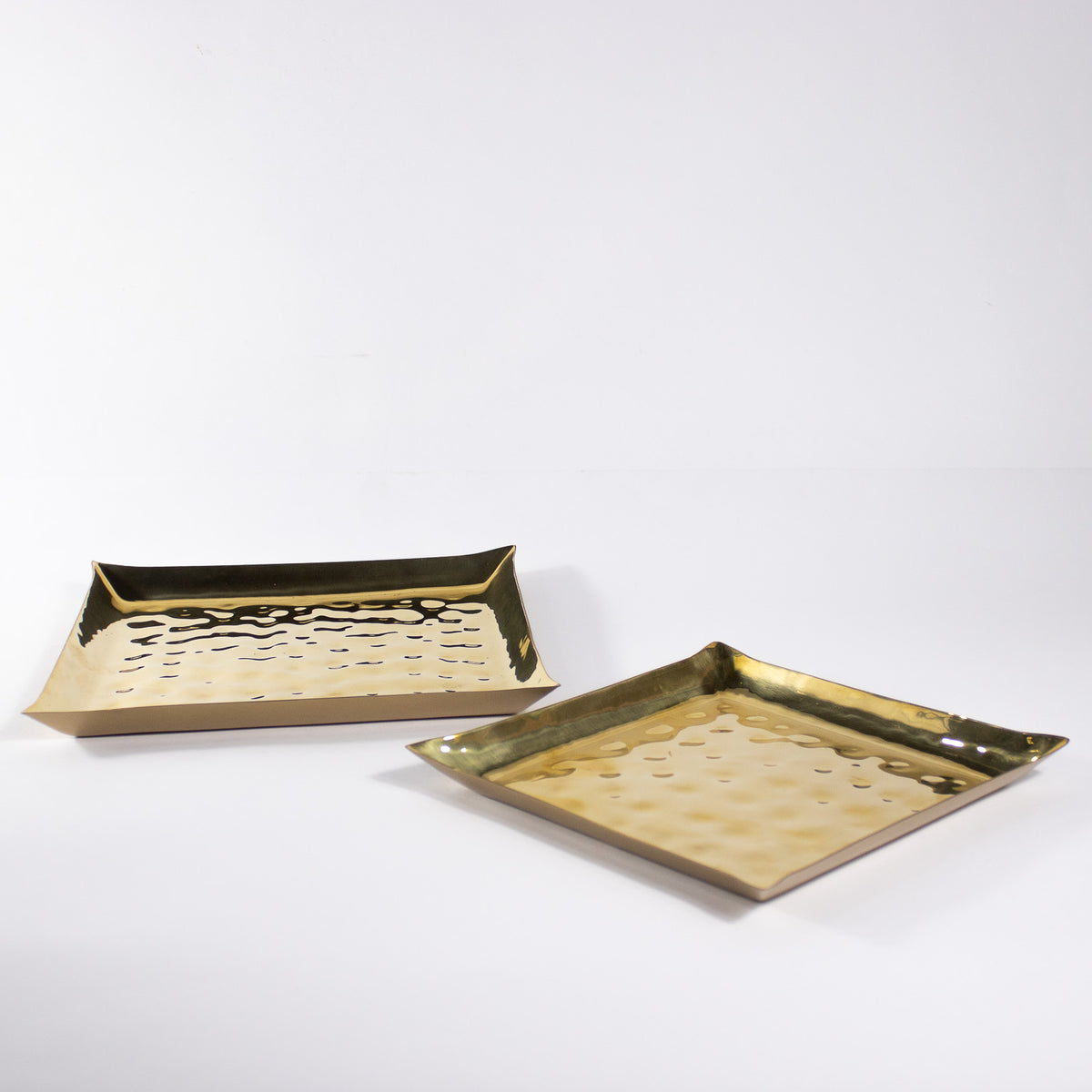 Gold Hammered Square Platter Set