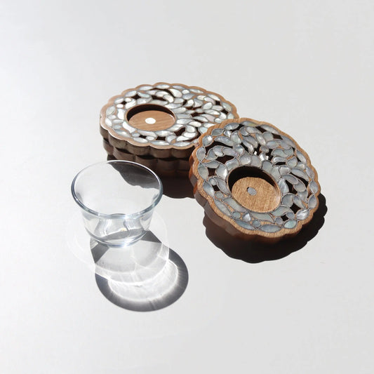 Coaster Sadaf Perforated with Arabic coffee cup Kanzaman