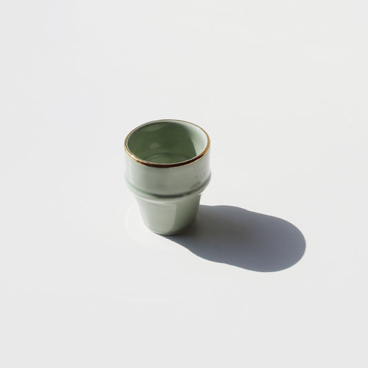 Espresso Cup Azza Plain Green Almond Gold Ceramic