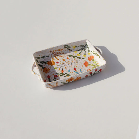 Rectangular Tray Multi Floral Thick Handle Awan Gallery