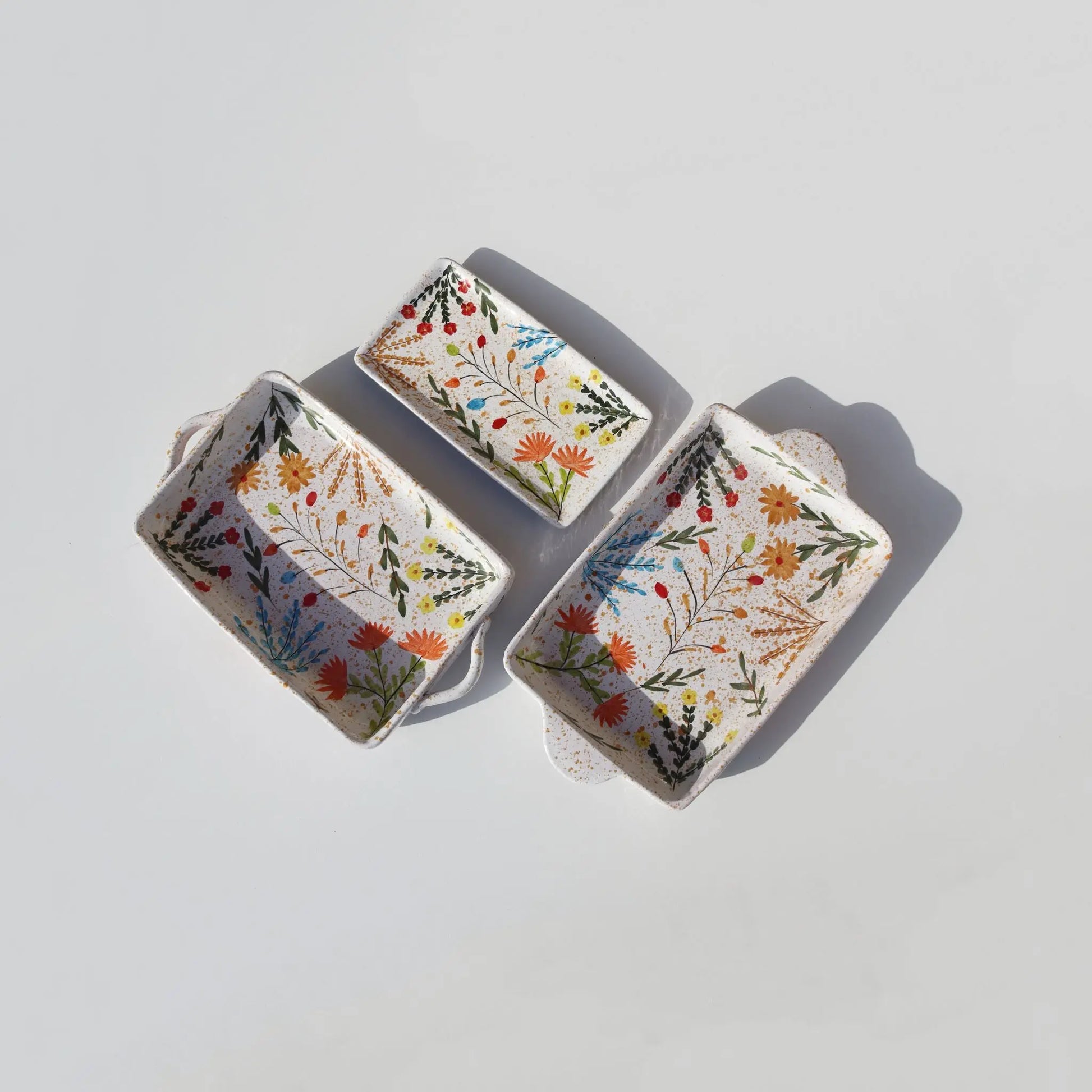 Rectangular Tray Multi Floral Thin Handle Awan Gallery