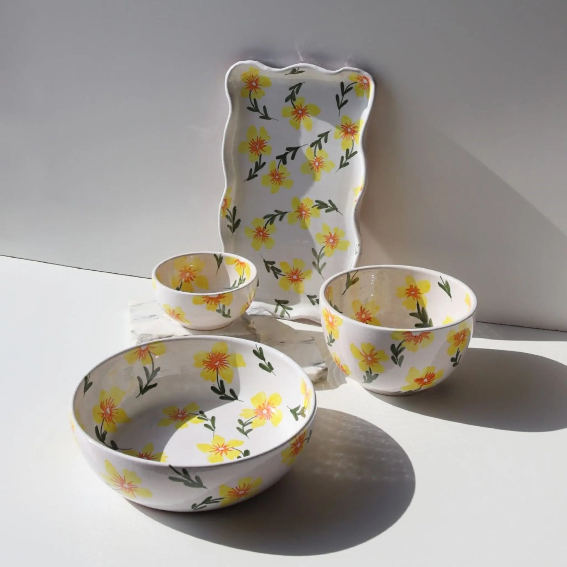 Yellow Flowers Salad Bowl Awan Gallery