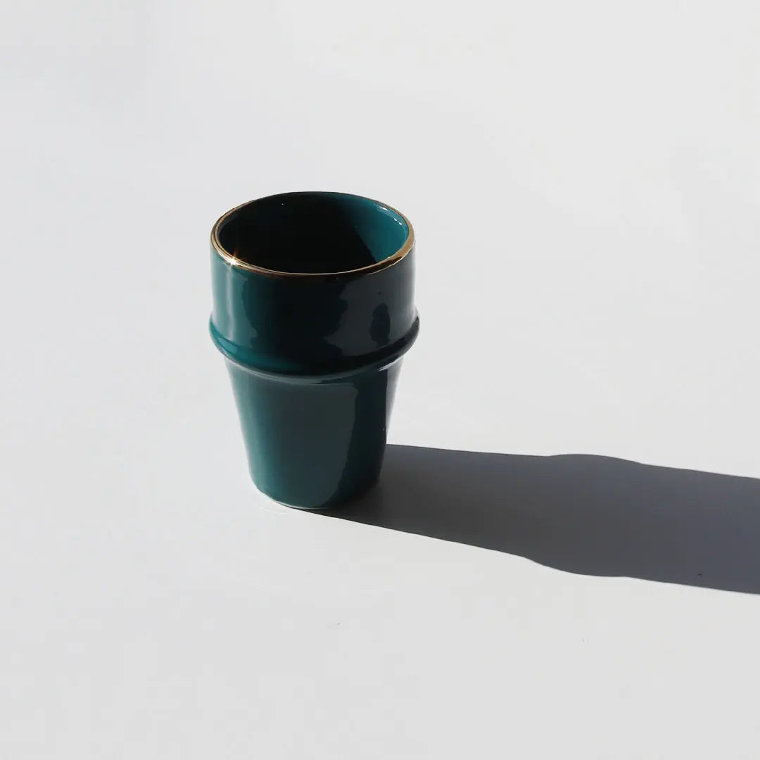 Beldi Cup Azza Plain Green Gold Ceramic Chabi Chic