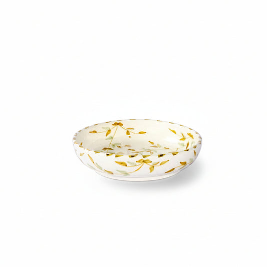 Deep Plate Leaves Gold Ceramic