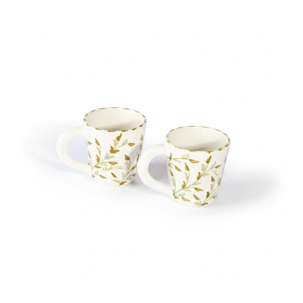 Mug Leaves Gold Ceramic Set of 2