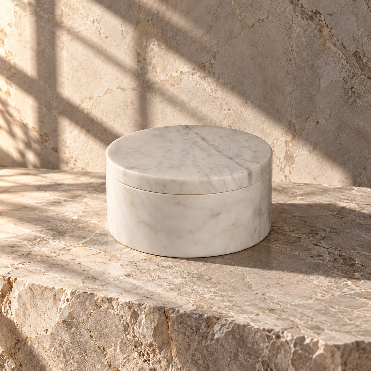 Medium White Marbleous Canister