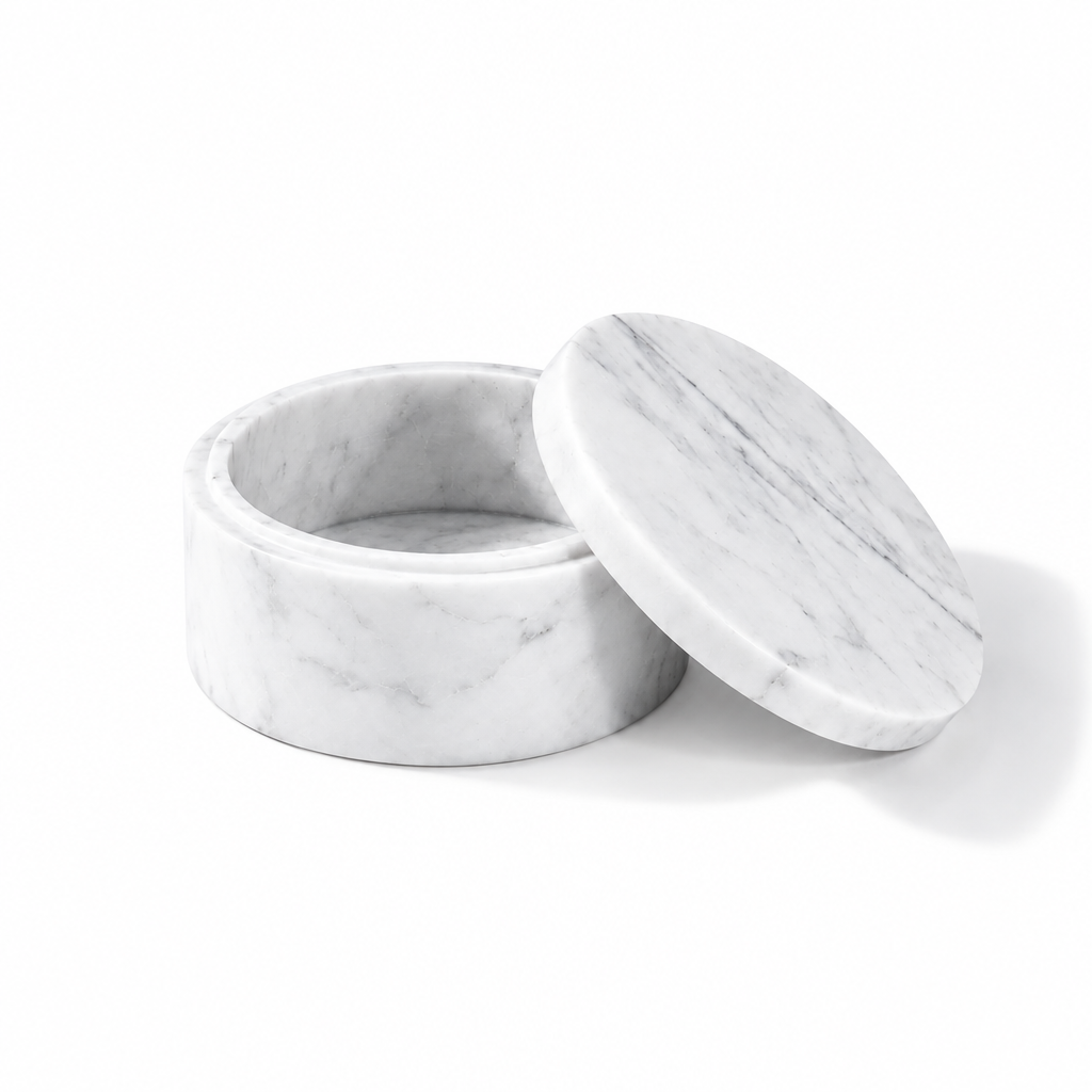 Medium White Marbleous Canister