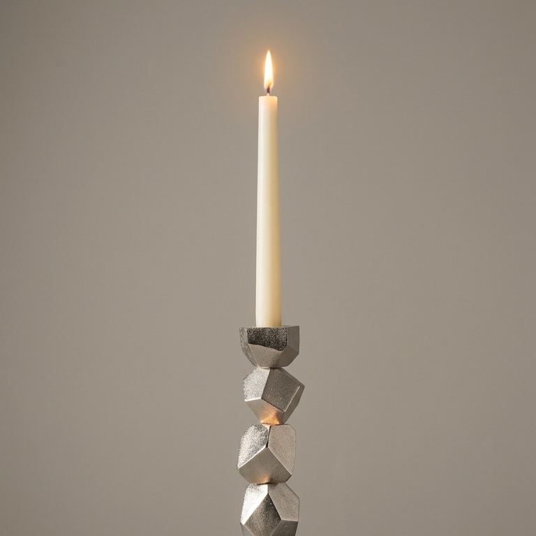 Candle Stand Uneven Facetes Nickel