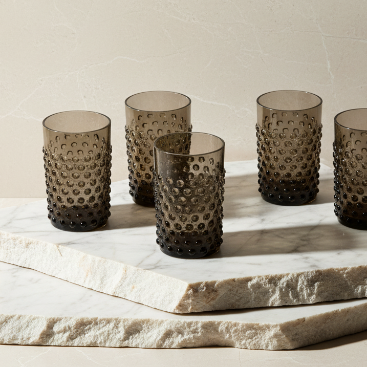 Hobnail Tumblers Black Smoke Set of 6
