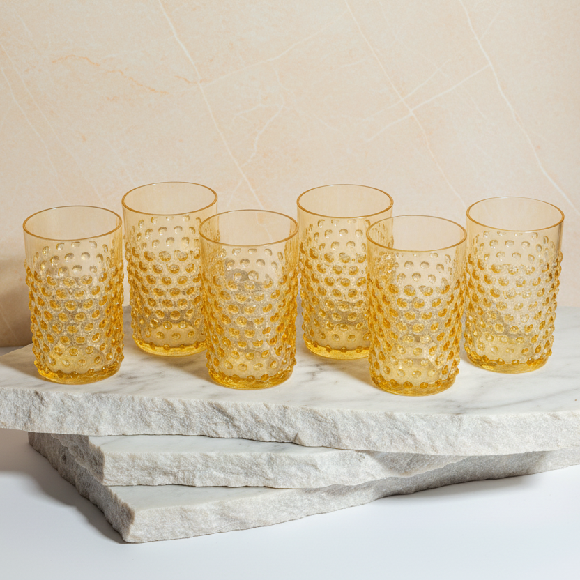 Hobnail Tumblers Underlay Amber Set of 6