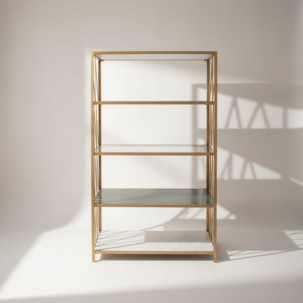 Zig Zag Brass Marble Display Shelf