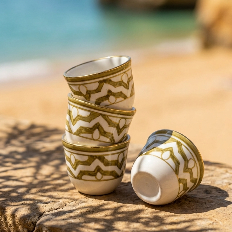 Arabic Coffee Cup Fassia Khaki Set of 6