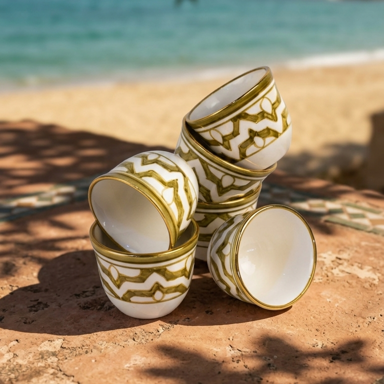 Arabic Coffee Cup Fassia Khaki Set of 6