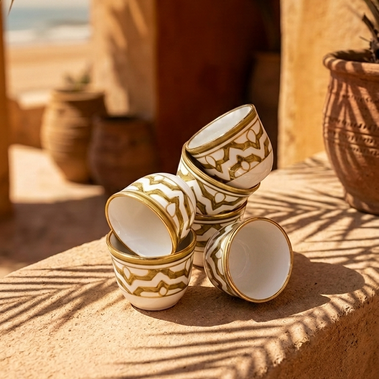 Arabic Coffee Cup Fassia Khaki Set of 6