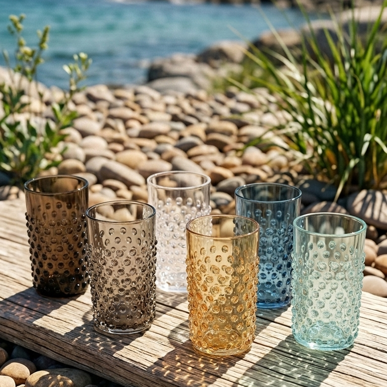 Hobnail Tumblers Black Smoke Set of 6