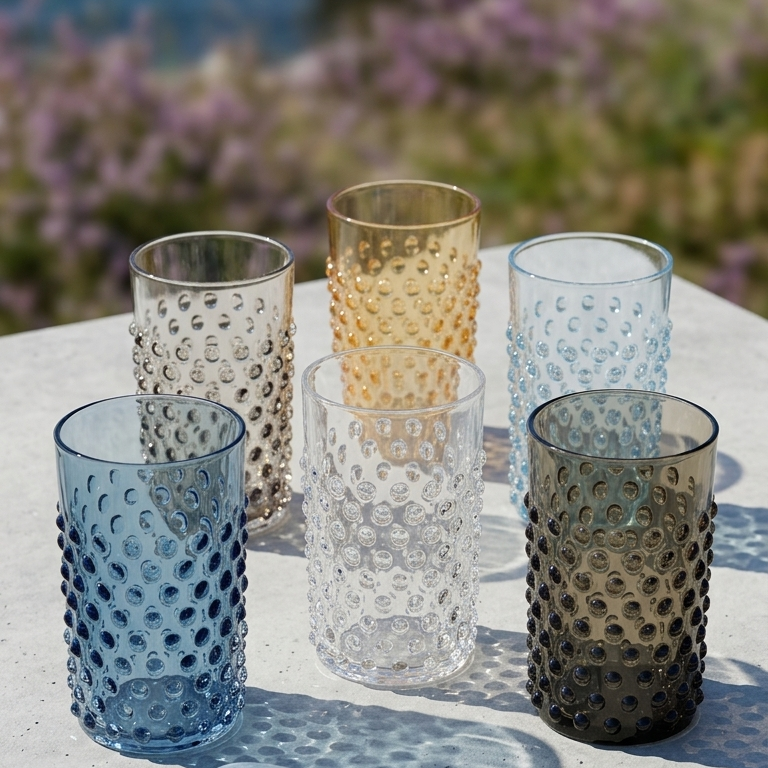Hobnail Tumblers Underlay Black Smoke Set of 6