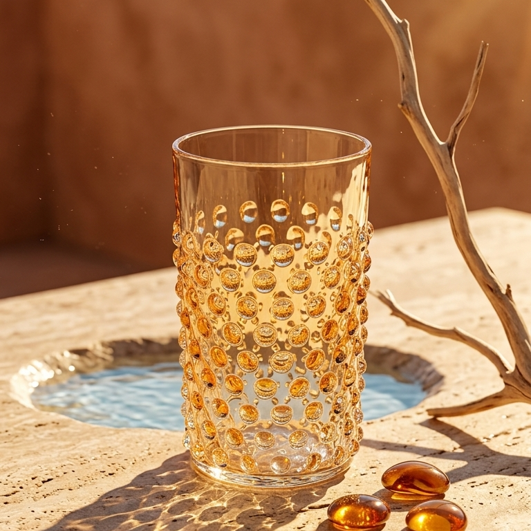Hobnail Tumblers Underlay Amber Set of 6